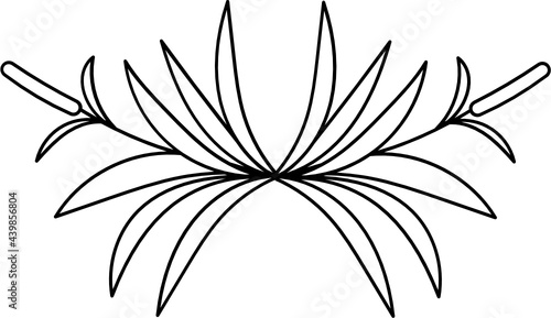 Leaves with Flowers Bouquet Line Art Illustration