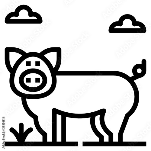 pig line icon