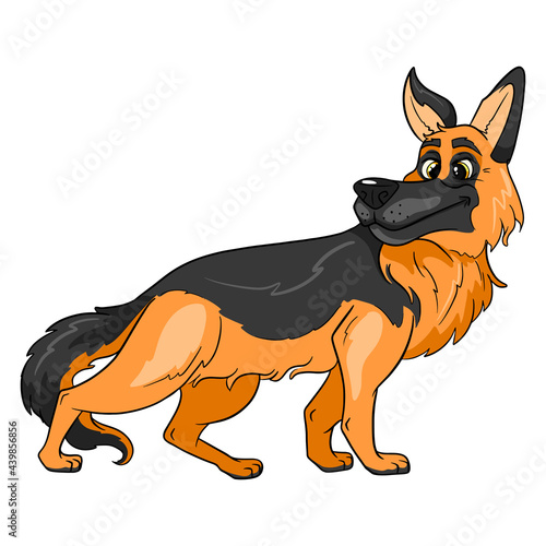 Animal character funny German shepherd in cartoon style