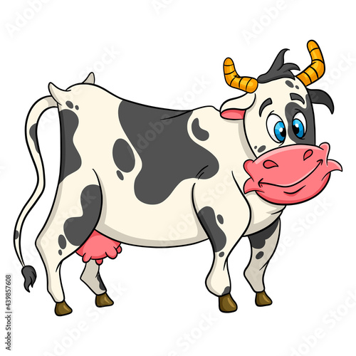 Animal character funny cow in cartoon style