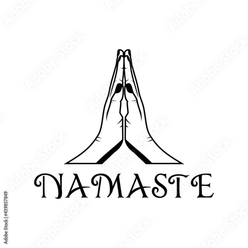 namaste vector black and white, substitute handshake