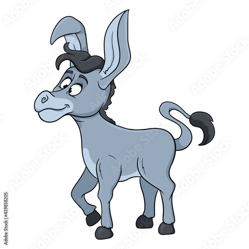 Animal character funny donkey in cartoon style