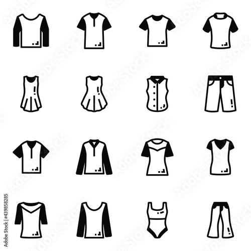 Pack of Garments Glyph Icons   