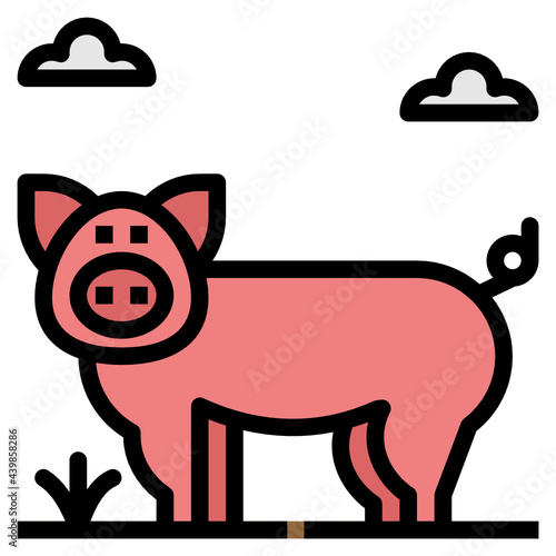 pig line icon