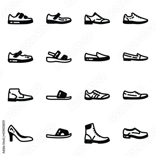 Pack of Sandals Glyph Icons 

