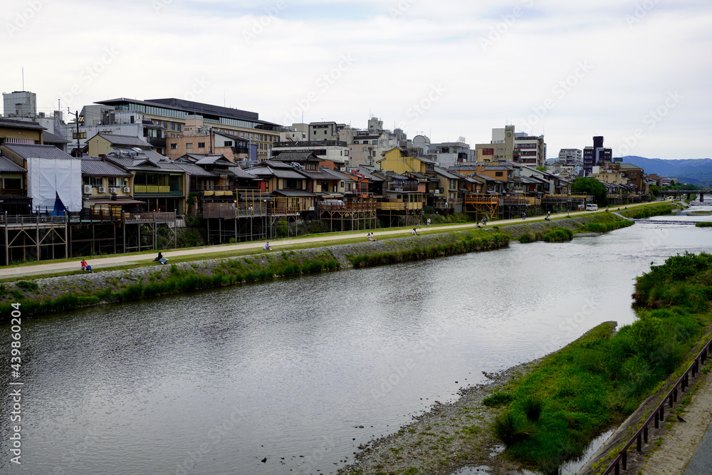 Kamogawa river in Kyoto.