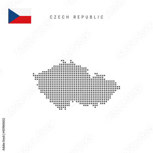 Square dots pattern map of Czech Republic. Czech dotted pixel map with flag. Vector illustration