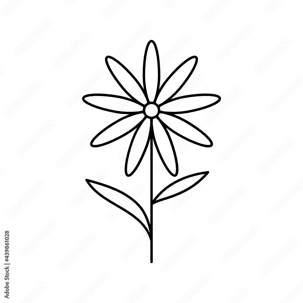 Leaves with Flowers Bouquet Line Art Illustration Leaves with Flowers Bouquet Line Art Illustration