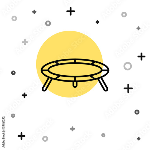 Black line Jumping trampoline icon isolated on white background. Random dynamic shapes. Vector