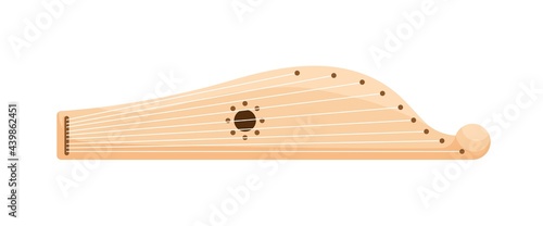 Russian Gusli, traditional folk Slavic plucked music instrument with strings. Colored flat vector illustration isolated on white background