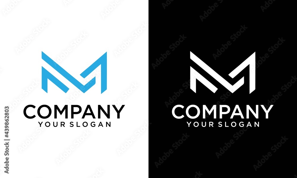 Letter M line logo design. Linear creative minimal monochrome monogram ...