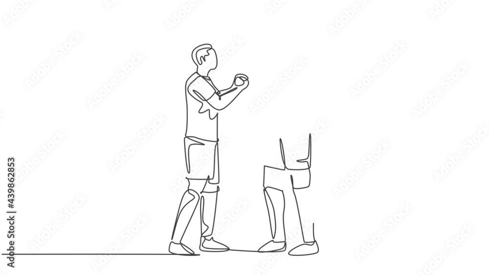 Animated self drawing of continuous line draw two football player bring a ball and handshaking to show sportsmanship before start the match. Respect in soccer concept. Full length one line animation. Animated self drawing of continuous line draw two football player bring a ball and handshaking to show sportsmanship before start the match. Respect in soccer concept. Full length one line animation.