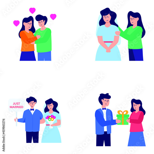 Pack of Spouses Flat Icons 


