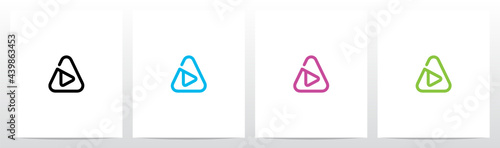 Play Symbol Outline On Letter Logo Design A