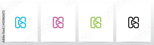 Play Symbol Outline On Letter Logo Design H
