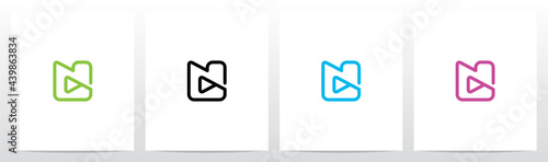 Play Symbol Outline On Letter Logo Design N