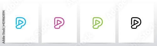 Play Symbol Outline On Letter Logo Design P