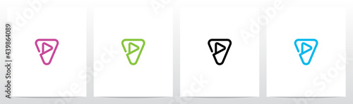 Play Symbol Outline On Letter Logo Design V