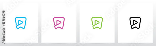 Play Symbol Outline On Letter Logo Design W