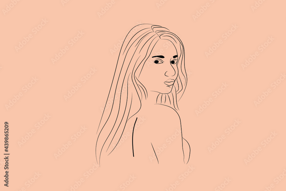 Abstract hand-drawn line drawing minimal woman portrait and body Vector illustration Contemporary portrait Abstract hand-drawn line drawing minimal woman portrait and body Vector illustration Contemporary portrait