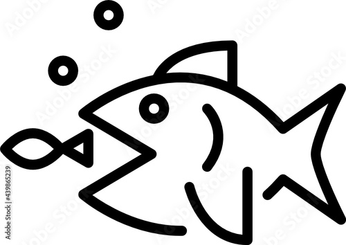 big fish eat small fish minimal line icon