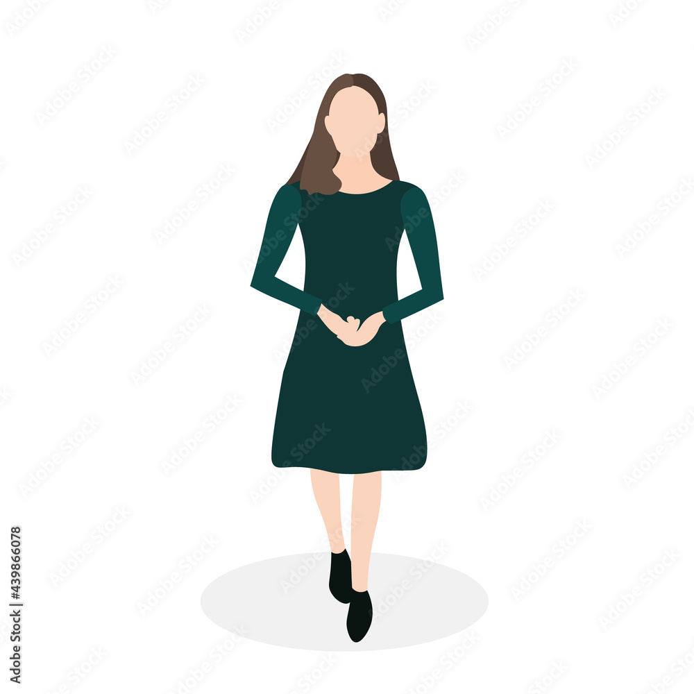 Cute thinking woman isolated on white background. Vector illustration. Cute thinking woman isolated on white background. Vector illustration.