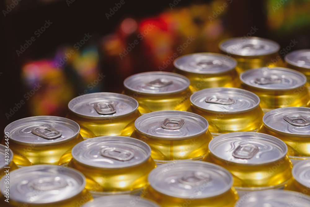 cans of beer, closeup