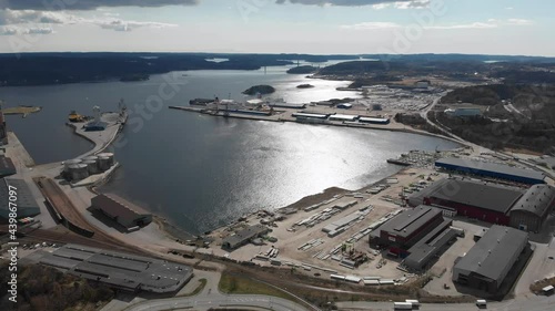 Ship Harbour A Sunny Day, Uddevalla, Sweden, Aerial photo