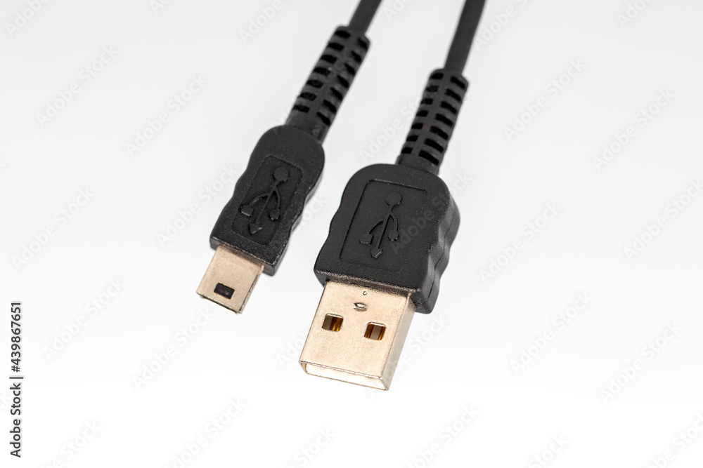 USB and mini USB on white background USB and mini USB on white background