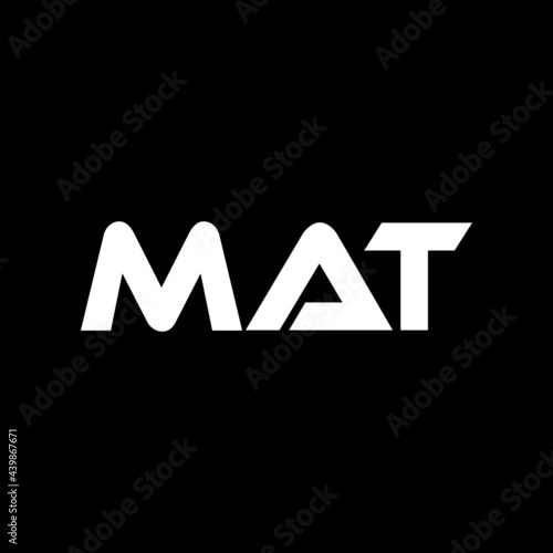 MAT letter logo design with black background in illustrator, vector logo modern alphabet font overlap style. calligraphy designs for logo, Poster, Invitation, etc.