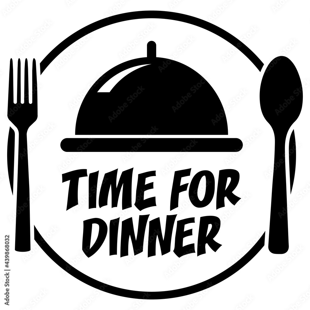 Time For Dinner. Vector Black Icon. Time For Dinner. Vector Black Icon.