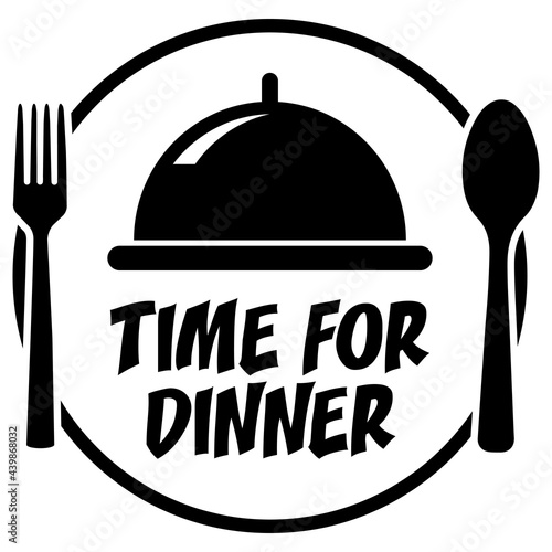 Time For Dinner. Vector Black Icon.