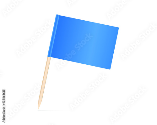 Blue Blank toothpick flag isolated on a white background. 3d rendering