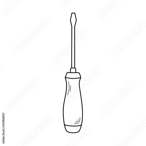 Screwdriver Icon isolated on white background. Vector Illustration for Logo or Button. Simple Thin Line art. Construction and home repair tools