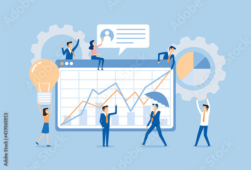 Business team and illustrations equipment related to work