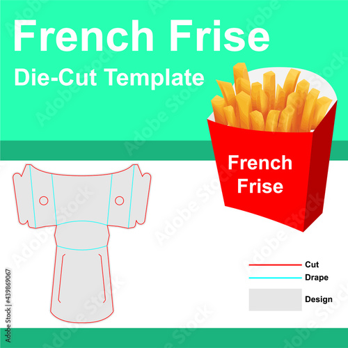 French Frise Die Cut. Potato Die Cut Template French fries box
