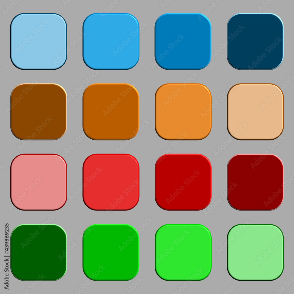 Seize carrés aux coins arrondis aux couleurs complémentaires Seize carrés aux coins arrondis aux couleurs complémentaires