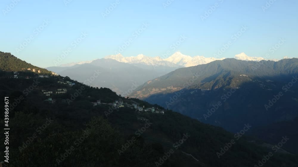 Time lapse of clouds and blue sky amidst the mountains in Lachung - Sikkim showing the Indian mountain range of Kanchenjunga Time lapse of clouds and blue sky amidst the mountains in Lachung - Sikkim showing the Indian mountain range of Kanchenjunga