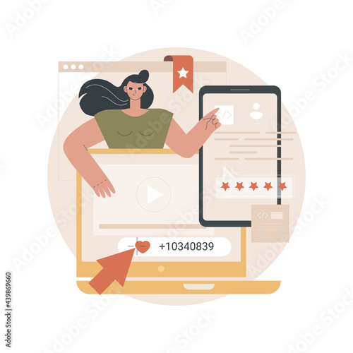 Viral content abstract concept vector illustration. Internet meme, viral content trends, social media marketing strategy, best sharing post, video production, high engagement abstract metaphor.