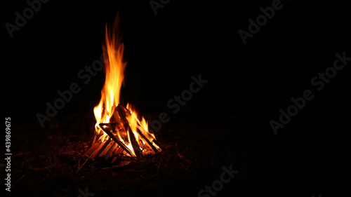 A bonfire in the dark night