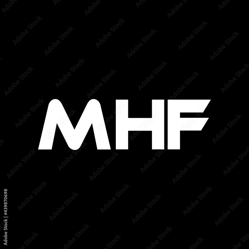 MHF letter logo design with black background in illustrator, vector logo modern alphabet font overlap style. calligraphy designs for logo, Poster, Invitation, etc.