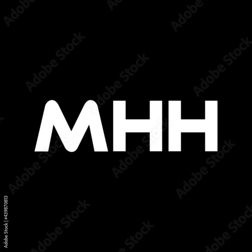 MHH letter logo design with black background in illustrator, vector logo modern alphabet font overlap style. calligraphy designs for logo, Poster, Invitation, etc.
