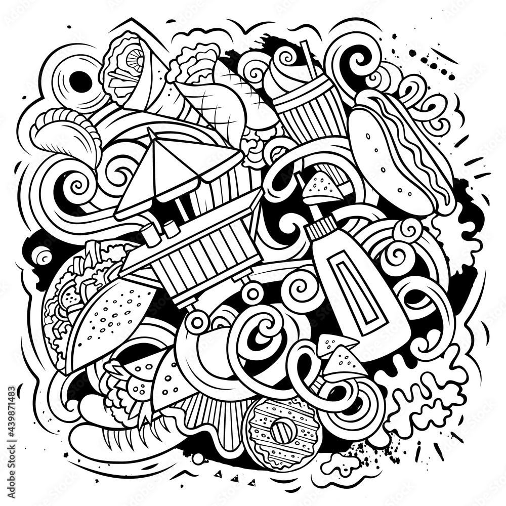 Fastfood hand drawn vector doodles illustration. Fastfood hand drawn vector doodles illustration.