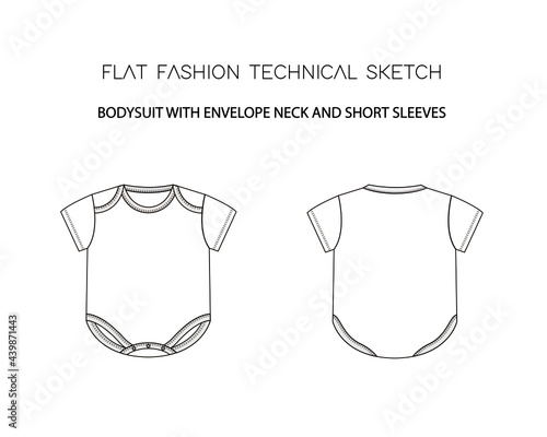 BODYSUIT WITH ENVELOPE NECK AND SHORT SLEEVES 