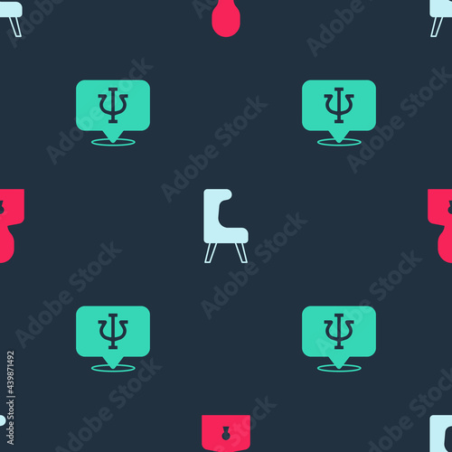 Set Solution to the problem, Armchair and Psychology, Psi on seamless pattern. Vector