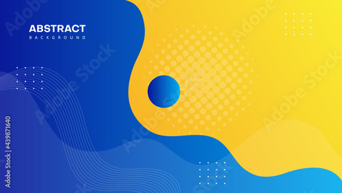 blue orange wave backgroud with halftone