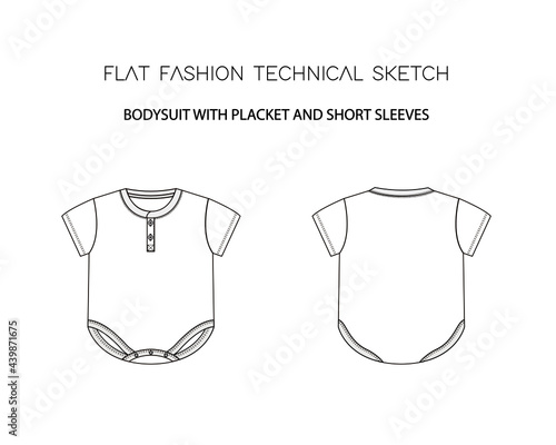BODYSUIT WITH PLACKET AND SHORT SLEEVES 