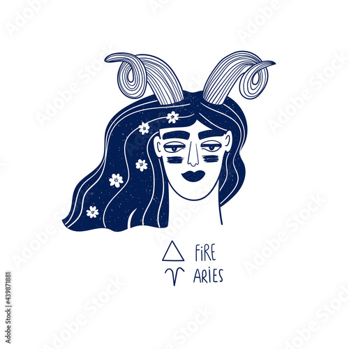 Aries zodiac sign with beautiful girl.