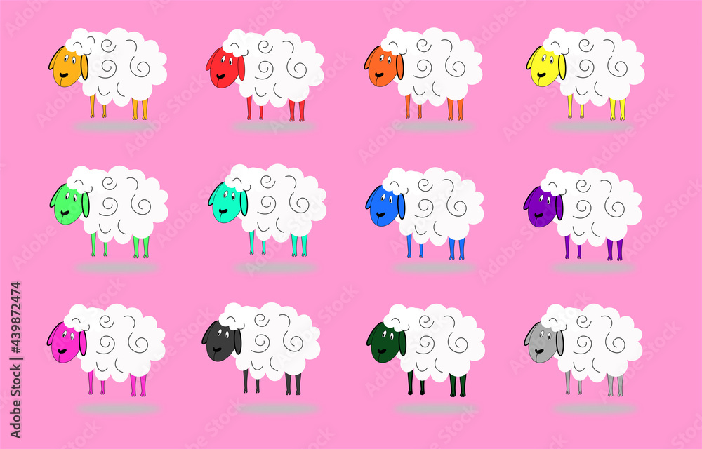 Sheep cute lamb farm icons set. Flat illustration of 12 sheep cute lamb farm vector icons Sheep cute lamb farm icons set. Flat illustration of 12 sheep cute lamb farm vector icons