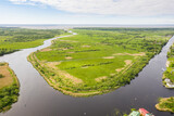 Aerial view of the canals near Polessk town, Kaliningrad region